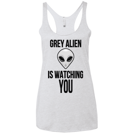 T-Shirts Heather White / X-Small Grey Alien Women's Triblend Racerback Tank
