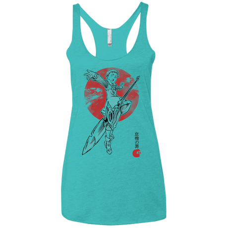 T-Shirts Tahiti Blue / X-Small Grizzly Sloth Women's Triblend Racerback Tank