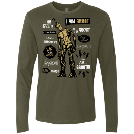 T-Shirts Military Green / Small Groot Famous Quotes Men's Premium Long Sleeve