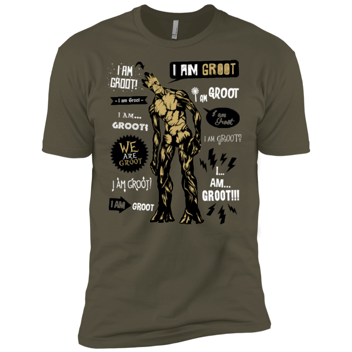 T-Shirts Military Green / X-Small Groot Famous Quotes Men's Premium T-Shirt