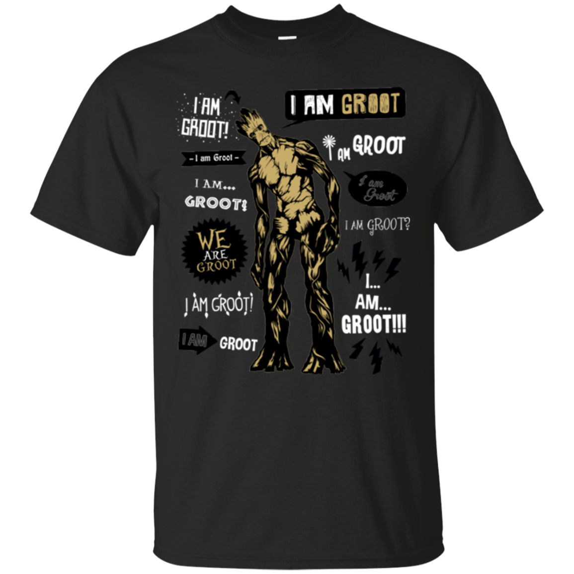 T-Shirts Black / Small Groot Famous Quotes T-Shirt