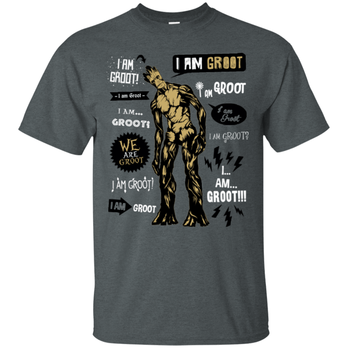 T-Shirts Dark Heather / Small Groot Famous Quotes T-Shirt