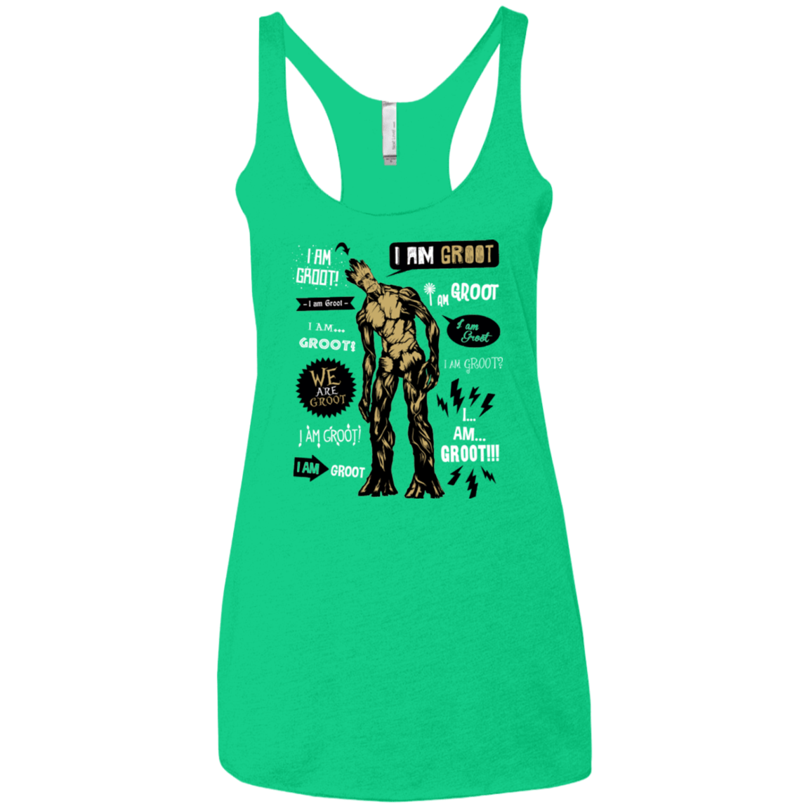 T-Shirts Envy / X-Small Groot Famous Quotes Women's Triblend Racerback Tank