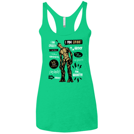 T-Shirts Envy / X-Small Groot Famous Quotes Women's Triblend Racerback Tank