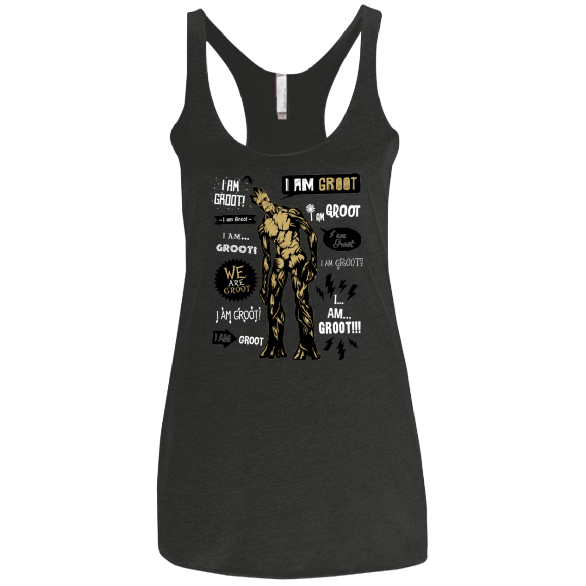 T-Shirts Vintage Black / X-Small Groot Famous Quotes Women's Triblend Racerback Tank