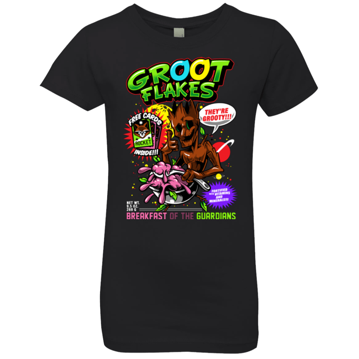 T-Shirts Black / YXS Groot Flakes Girls Premium T-Shirt