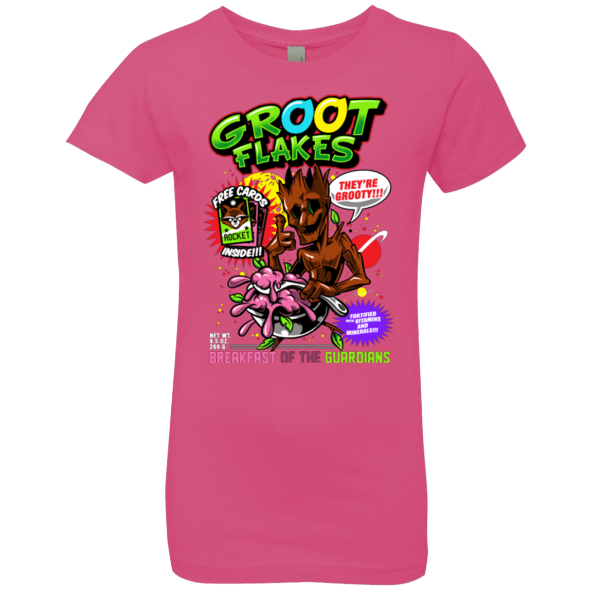 T-Shirts Hot Pink / YXS Groot Flakes Girls Premium T-Shirt