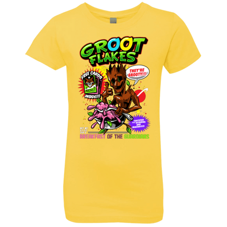 T-Shirts Vibrant Yellow / YXS Groot Flakes Girls Premium T-Shirt