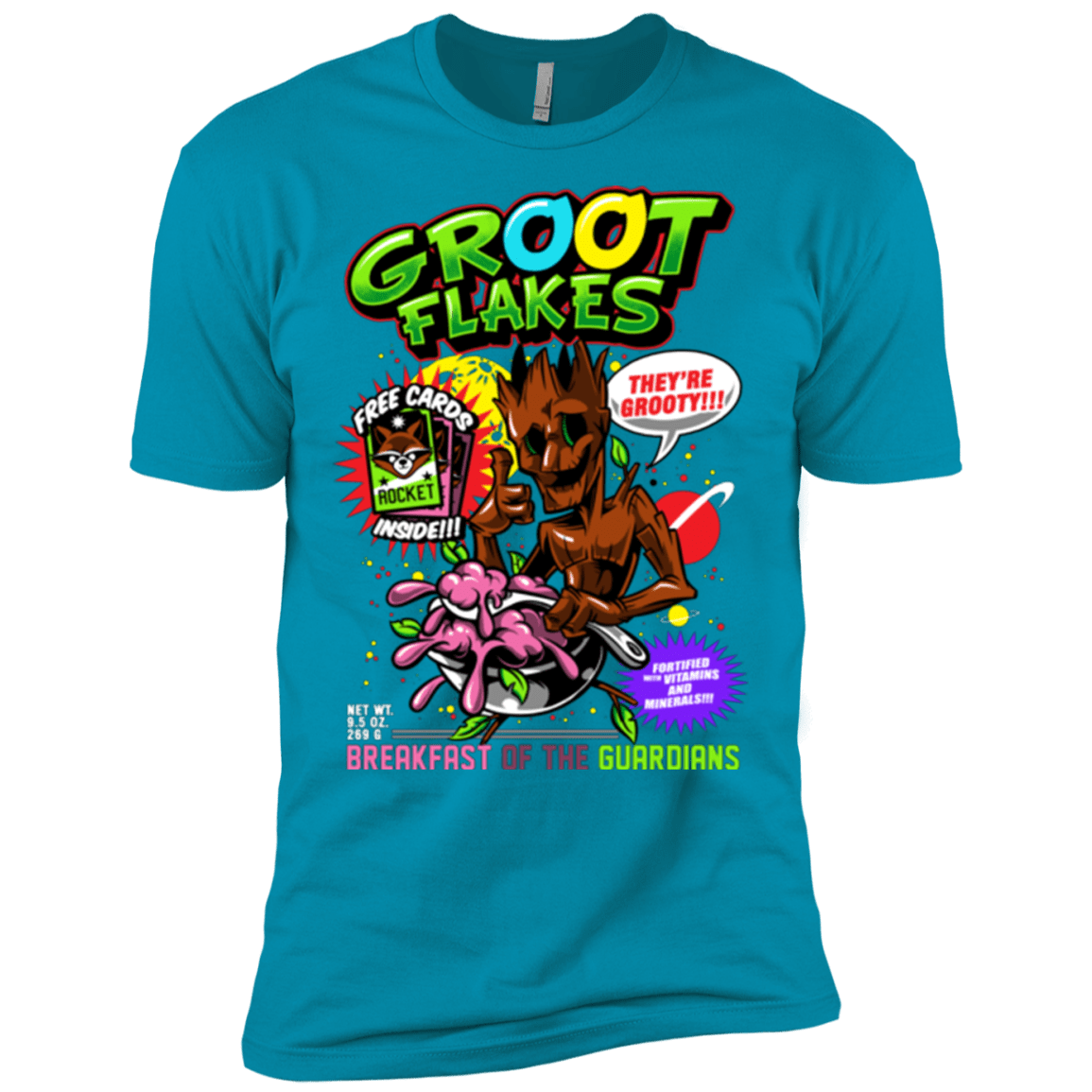 T-Shirts Turquoise / X-Small Groot Flakes Men's Premium T-Shirt