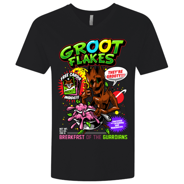 T-Shirts Black / X-Small Groot Flakes Men's Premium V-Neck