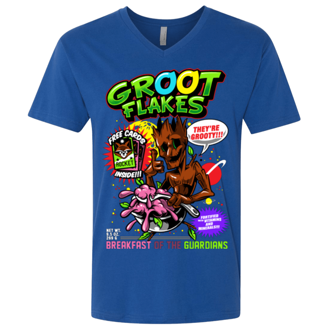 T-Shirts Royal / X-Small Groot Flakes Men's Premium V-Neck