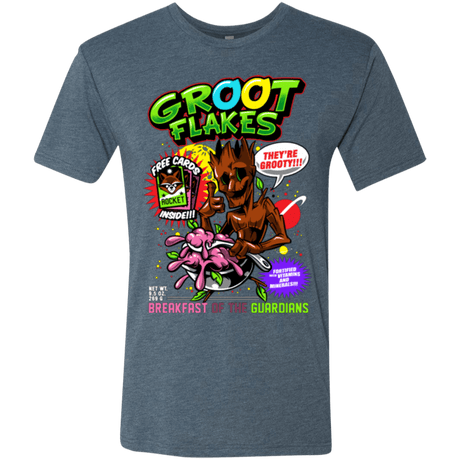 T-Shirts Indigo / Small Groot Flakes Men's Triblend T-Shirt