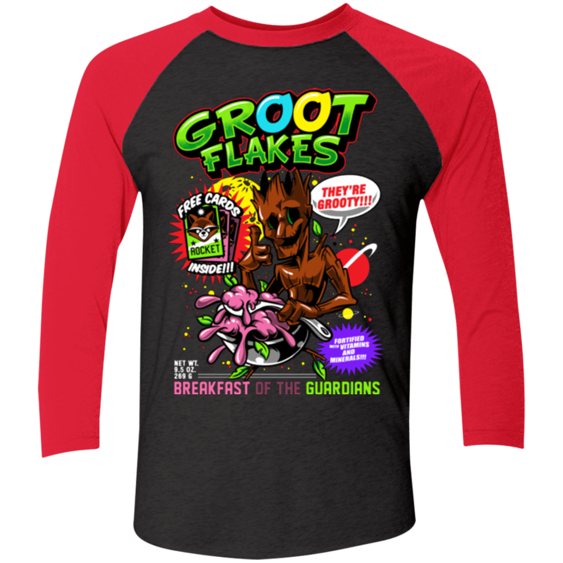 T-Shirts Vintage Black/Vintage Red / X-Small Groot Flakes Triblend 3/4 Sleeve