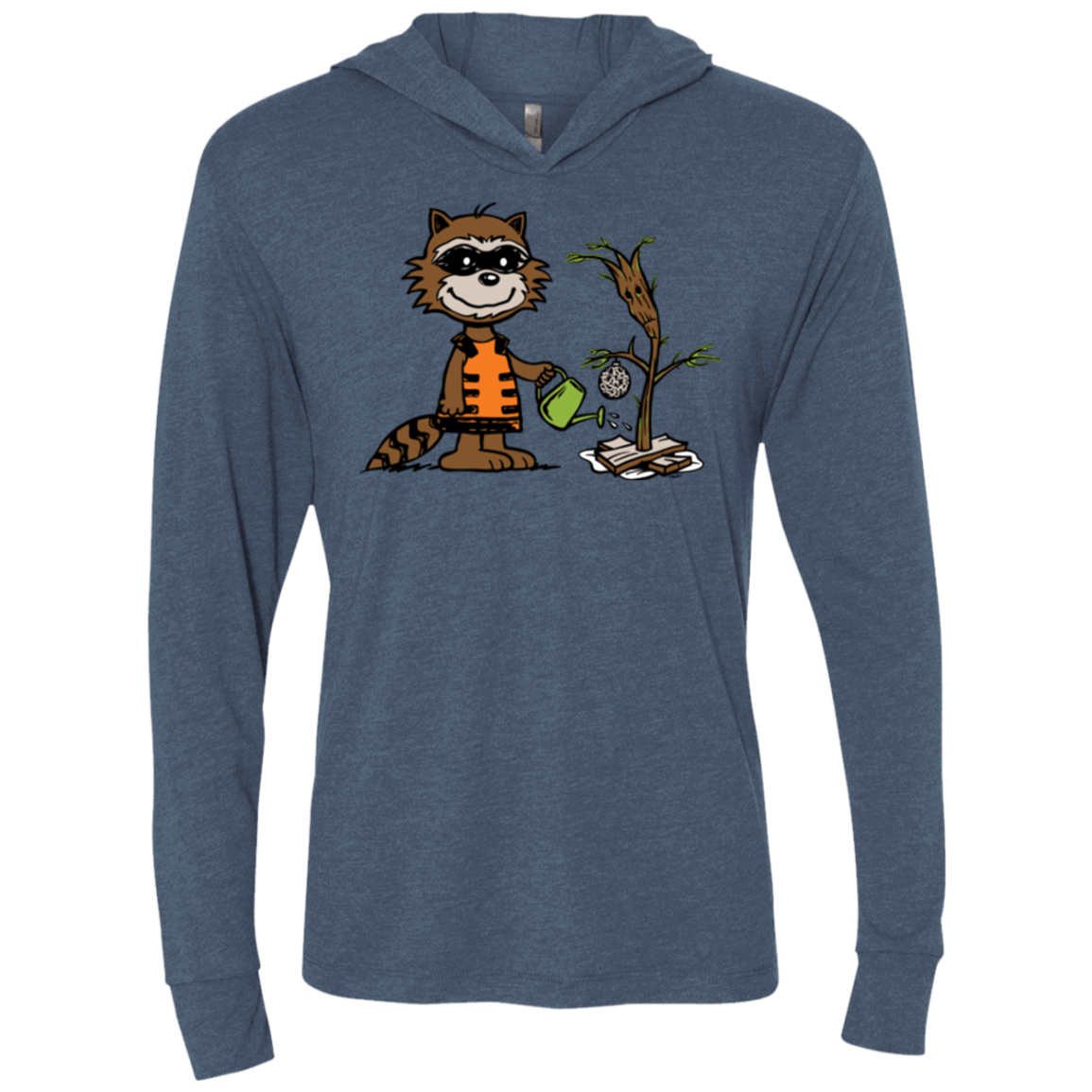 T-Shirts Indigo / X-Small Groot Grief Triblend Long Sleeve Hoodie Tee