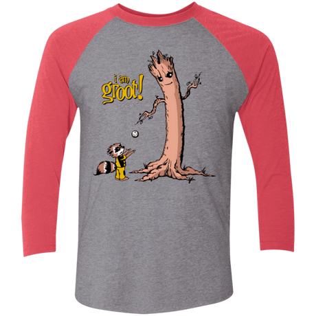 T-Shirts Premium Heather/ Vintage Red / X-Small Groot Is Giving Men's Triblend 3/4 Sleeve