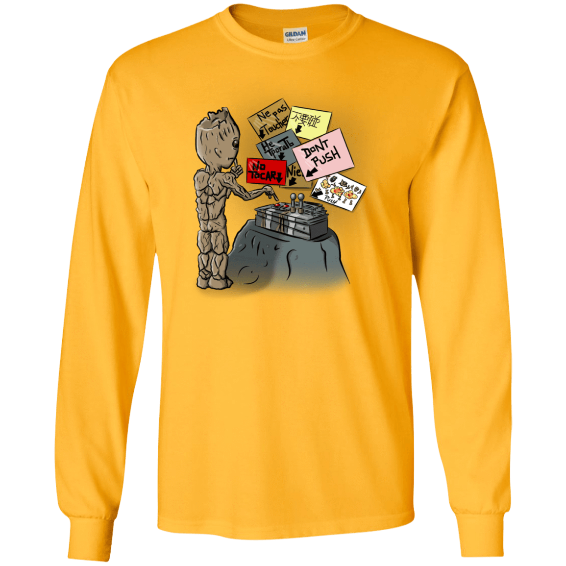 T-Shirts Gold / S Groot No Touch Men's Long Sleeve T-Shirt