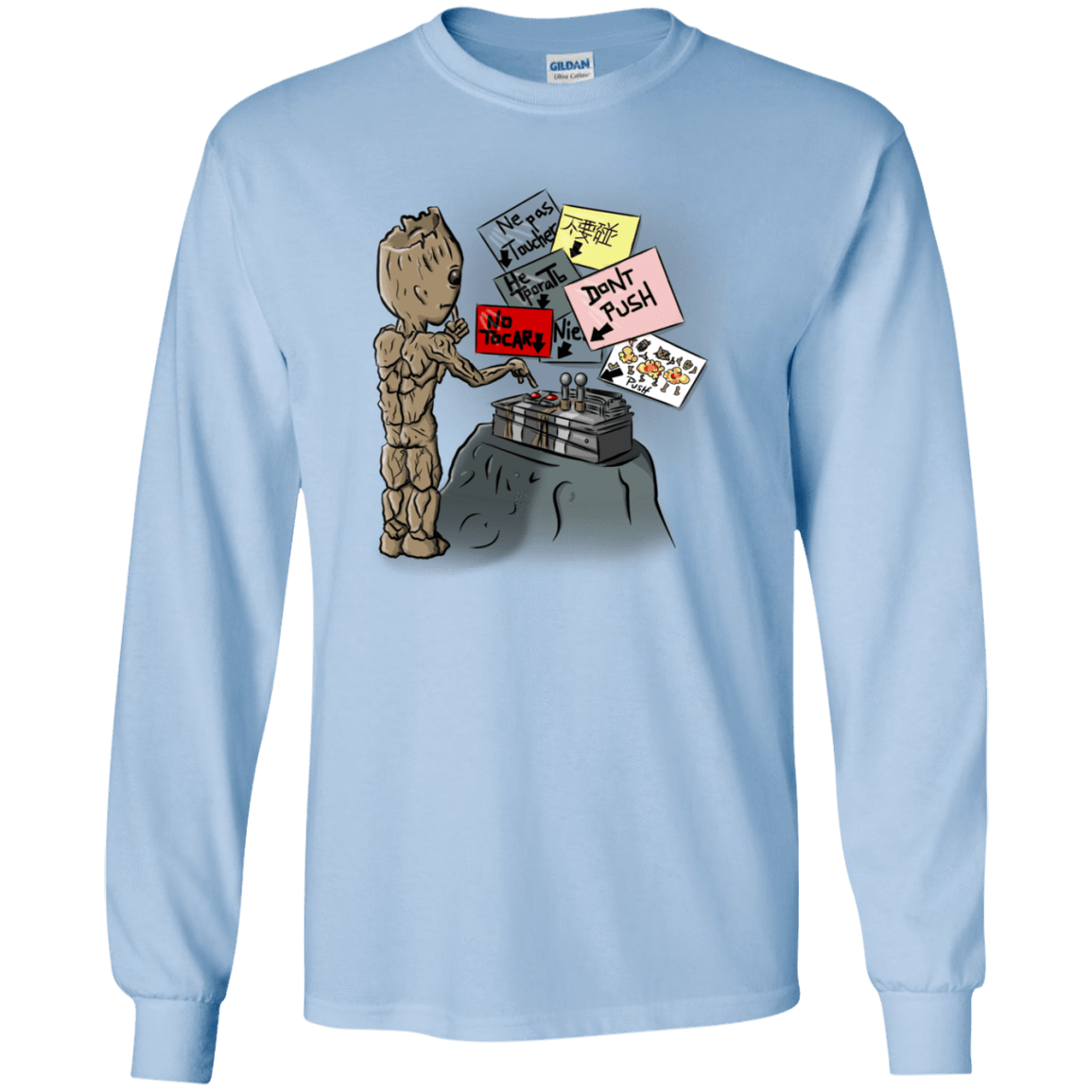 T-Shirts Light Blue / S Groot No Touch Men's Long Sleeve T-Shirt