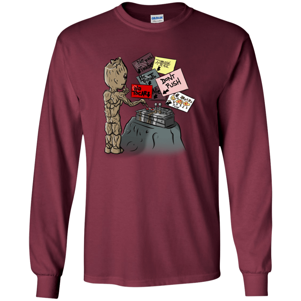 T-Shirts Maroon / S Groot No Touch Men's Long Sleeve T-Shirt