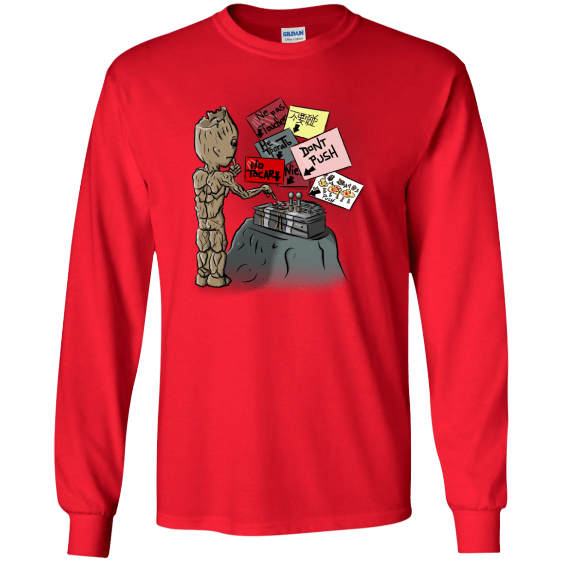 T-Shirts Red / S Groot No Touch Men's Long Sleeve T-Shirt