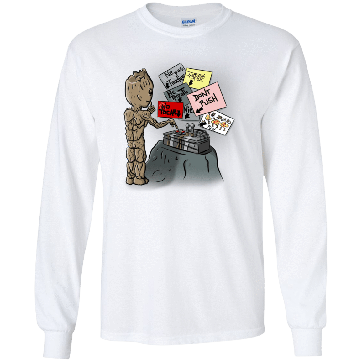 T-Shirts White / S Groot No Touch Men's Long Sleeve T-Shirt