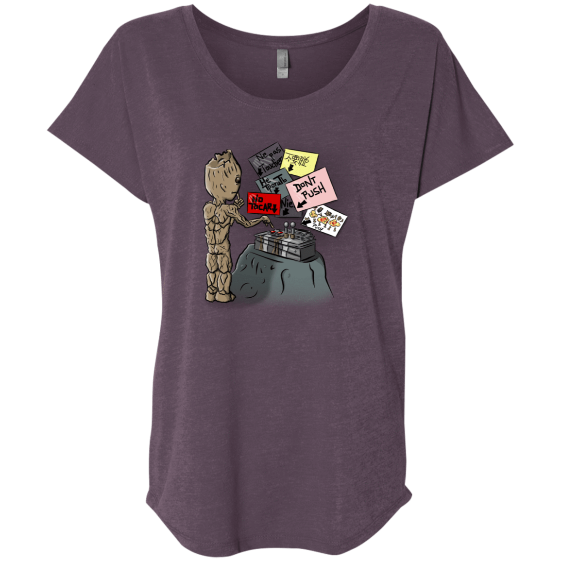 T-Shirts Vintage Purple / X-Small Groot No Touch Triblend Dolman Sleeve