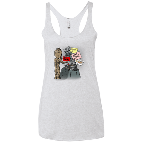 T-Shirts Heather White / X-Small Groot No Touch Women's Triblend Racerback Tank