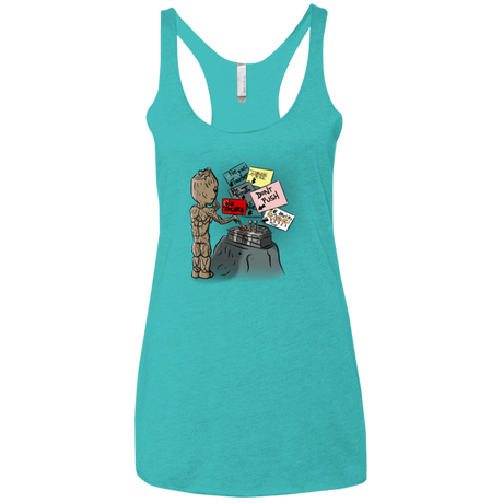 T-Shirts Tahiti Blue / X-Small Groot No Touch Women's Triblend Racerback Tank