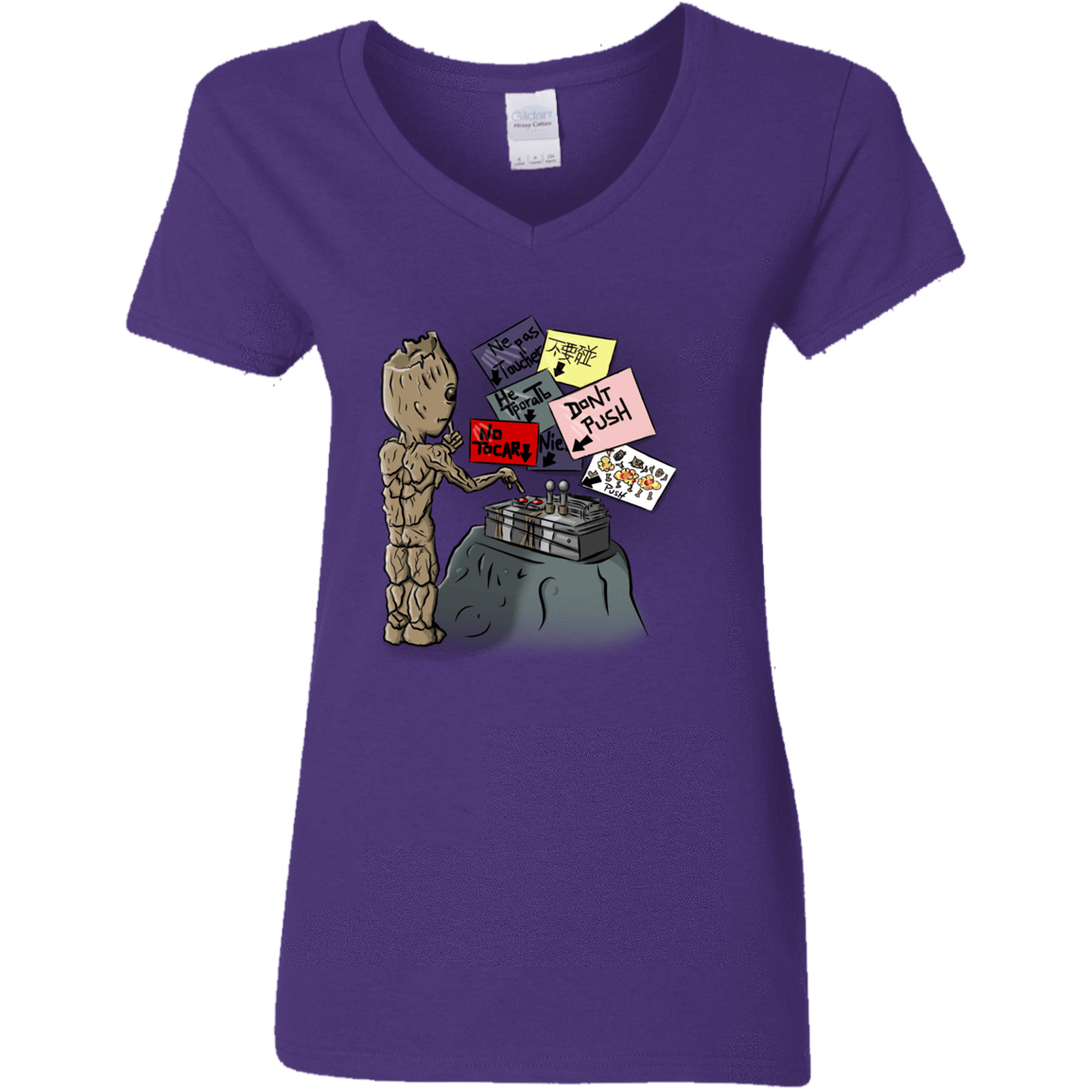 T-Shirts Purple / S Groot No Touch Women's V-Neck T-Shirt