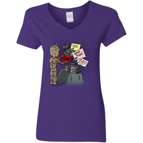 T-Shirts Purple / S Groot No Touch Women's V-Neck T-Shirt