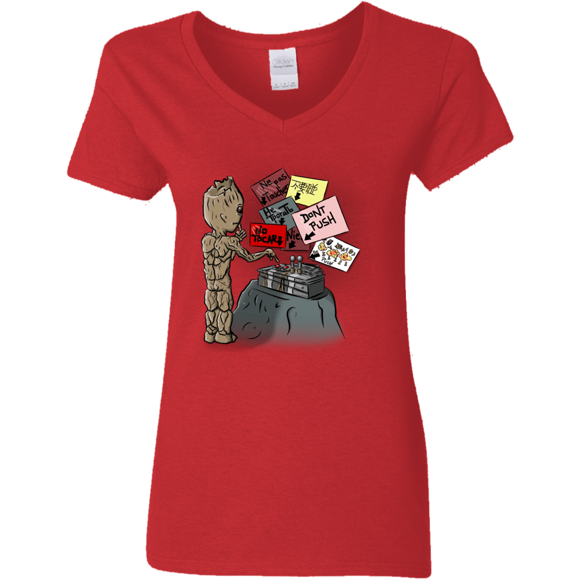 T-Shirts Red / S Groot No Touch Women's V-Neck T-Shirt