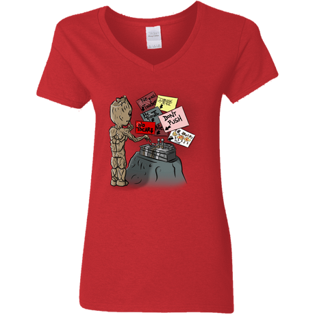 T-Shirts Red / S Groot No Touch Women's V-Neck T-Shirt