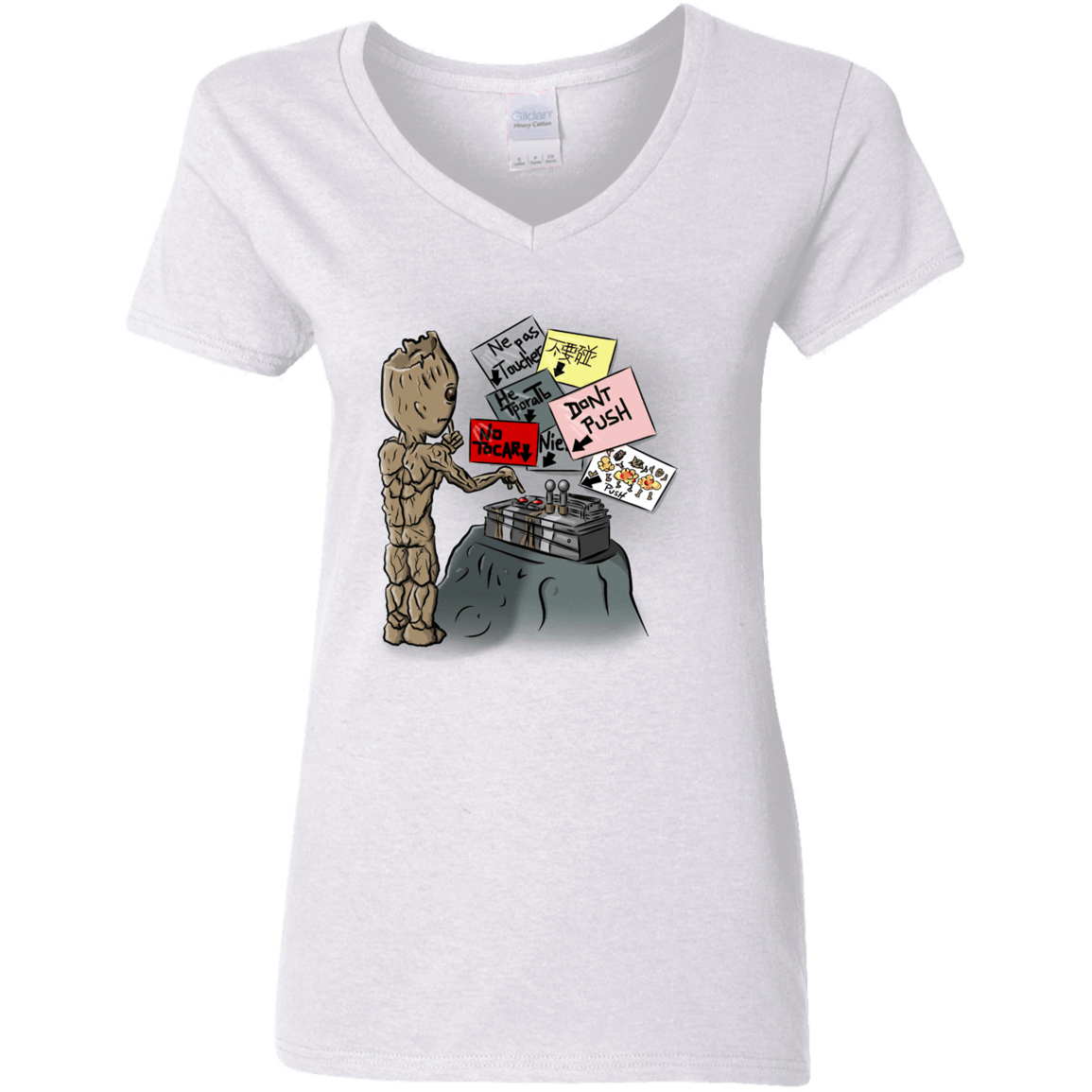 T-Shirts White / S Groot No Touch Women's V-Neck T-Shirt