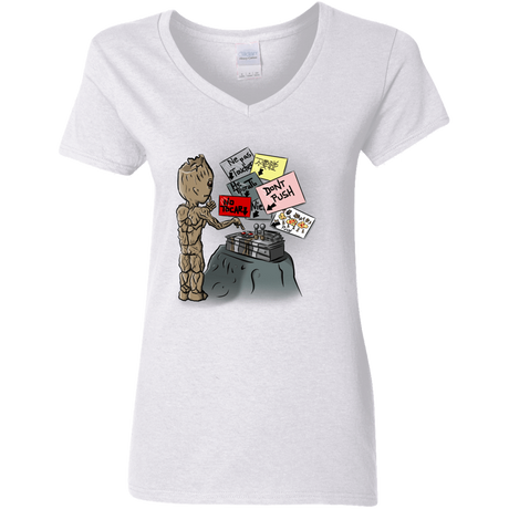 T-Shirts White / S Groot No Touch Women's V-Neck T-Shirt