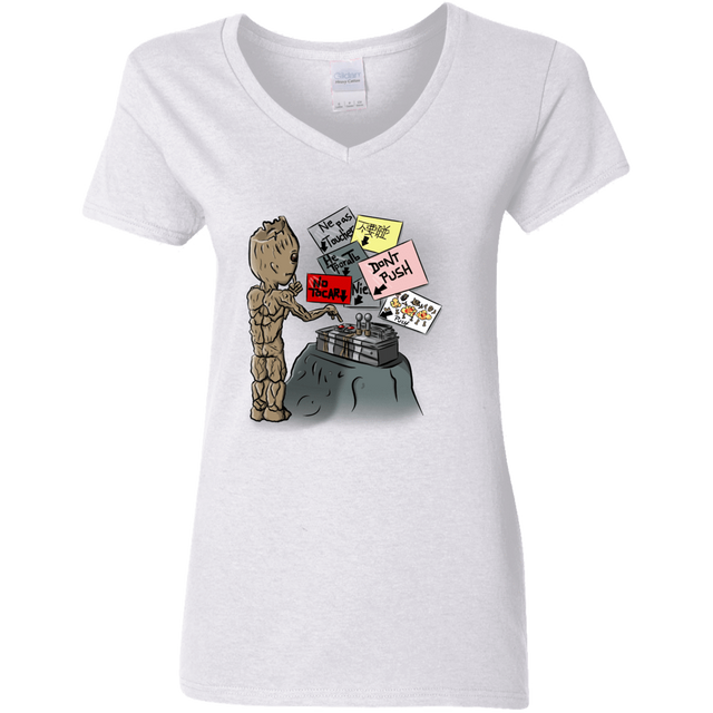 T-Shirts White / S Groot No Touch Women's V-Neck T-Shirt