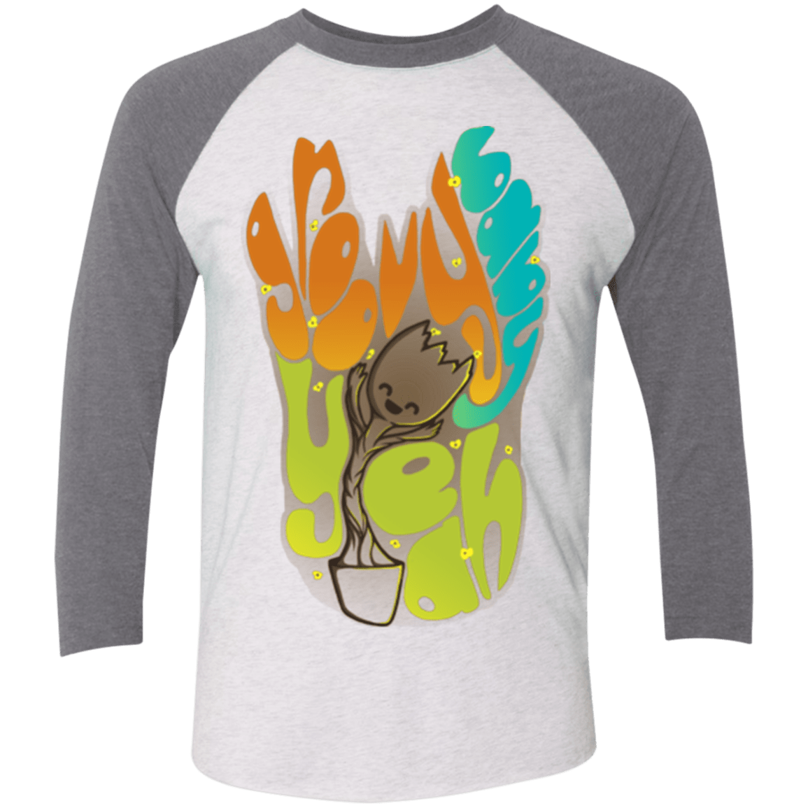 T-Shirts Heather White/Premium Heather / X-Small Groovy Baby Triblend 3/4 Sleeve