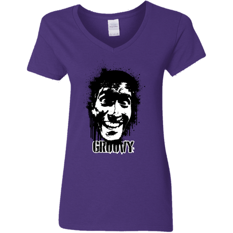 T-Shirts Purple / S Groovy Women's V-Neck T-Shirt