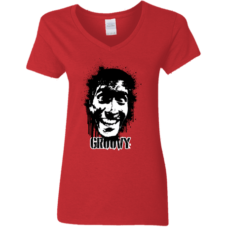 T-Shirts Red / S Groovy Women's V-Neck T-Shirt