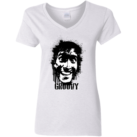 T-Shirts White / S Groovy Women's V-Neck T-Shirt