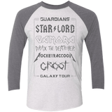 T-Shirts Heather White/Premium Heather / X-Small Guardians Galaxy Tour Grunge Men's Triblend 3/4 Sleeve