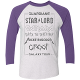 T-Shirts Heather White/Purple Rush / X-Small Guardians Galaxy Tour Grunge Men's Triblend 3/4 Sleeve