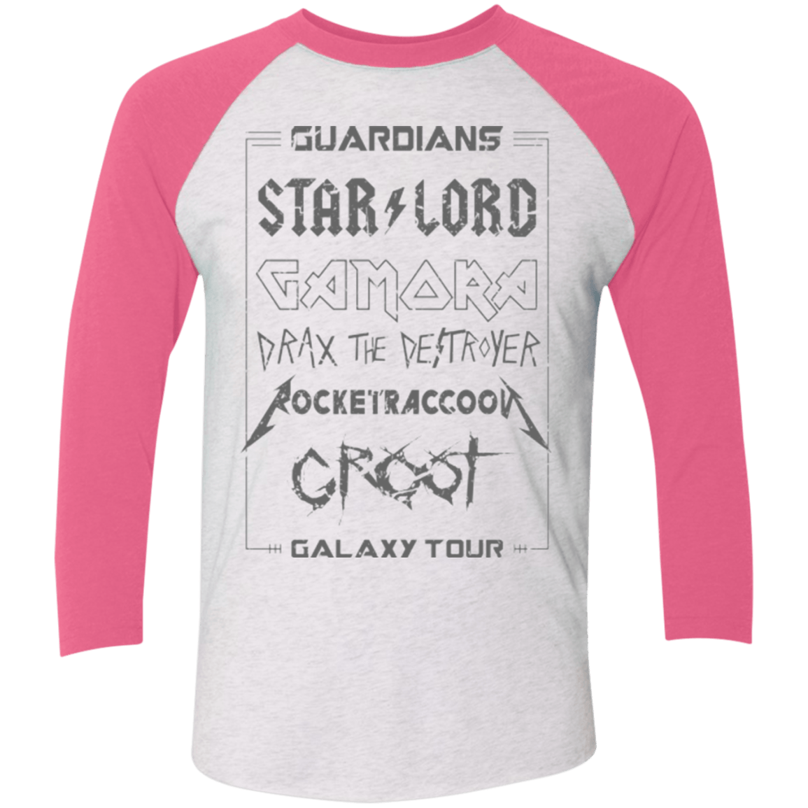 T-Shirts Heather White/Vintage Pink / X-Small Guardians Galaxy Tour Grunge Men's Triblend 3/4 Sleeve