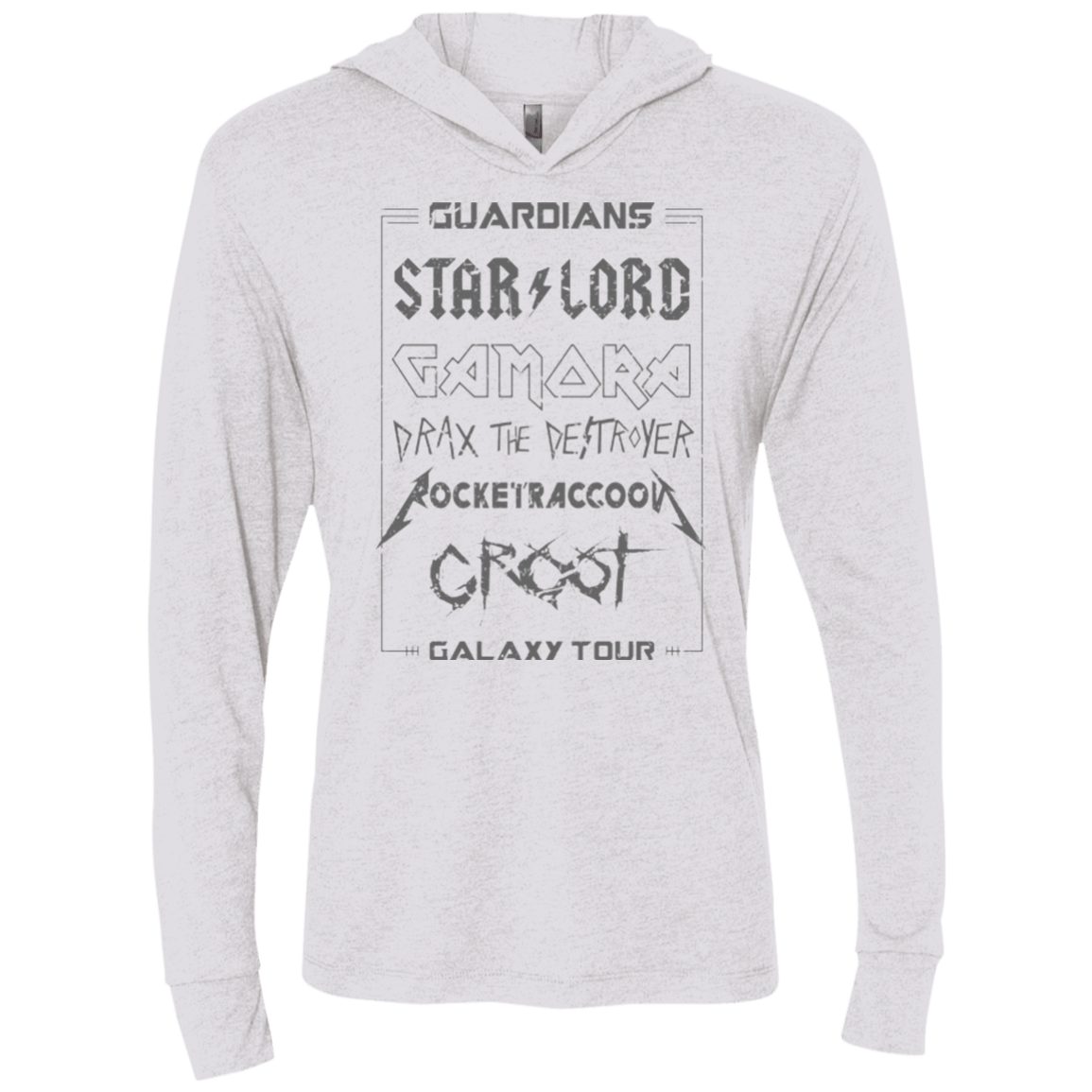 T-Shirts Heather White / X-Small Guardians Galaxy Tour Grunge Triblend Long Sleeve Hoodie Tee
