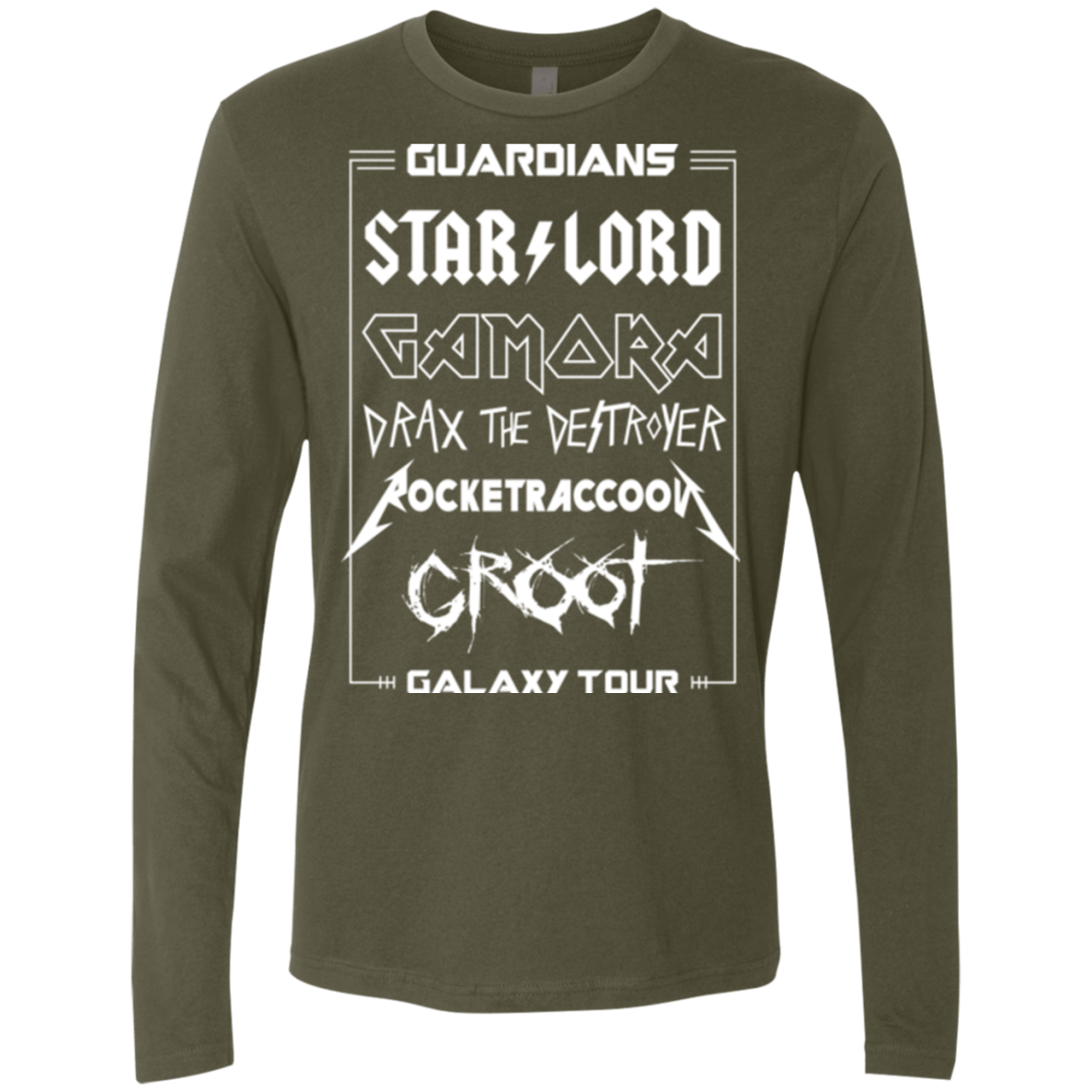 T-Shirts Military Green / Small Guardians Galaxy Tour Men's Premium Long Sleeve