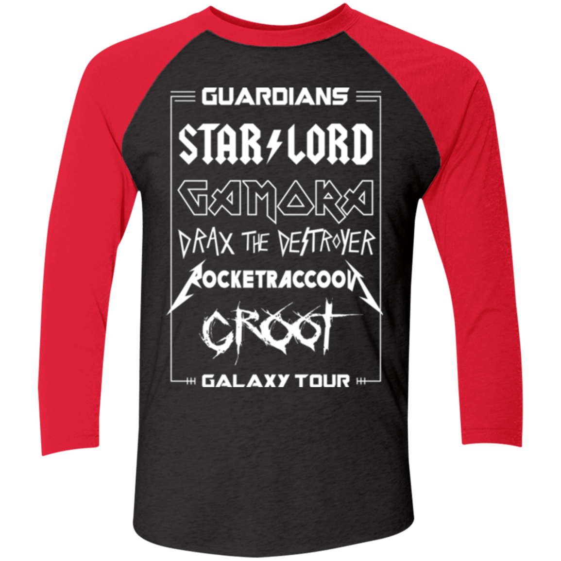 T-Shirts Vintage Black/Vintage Red / X-Small Guardians Galaxy Tour Men's Triblend 3/4 Sleeve
