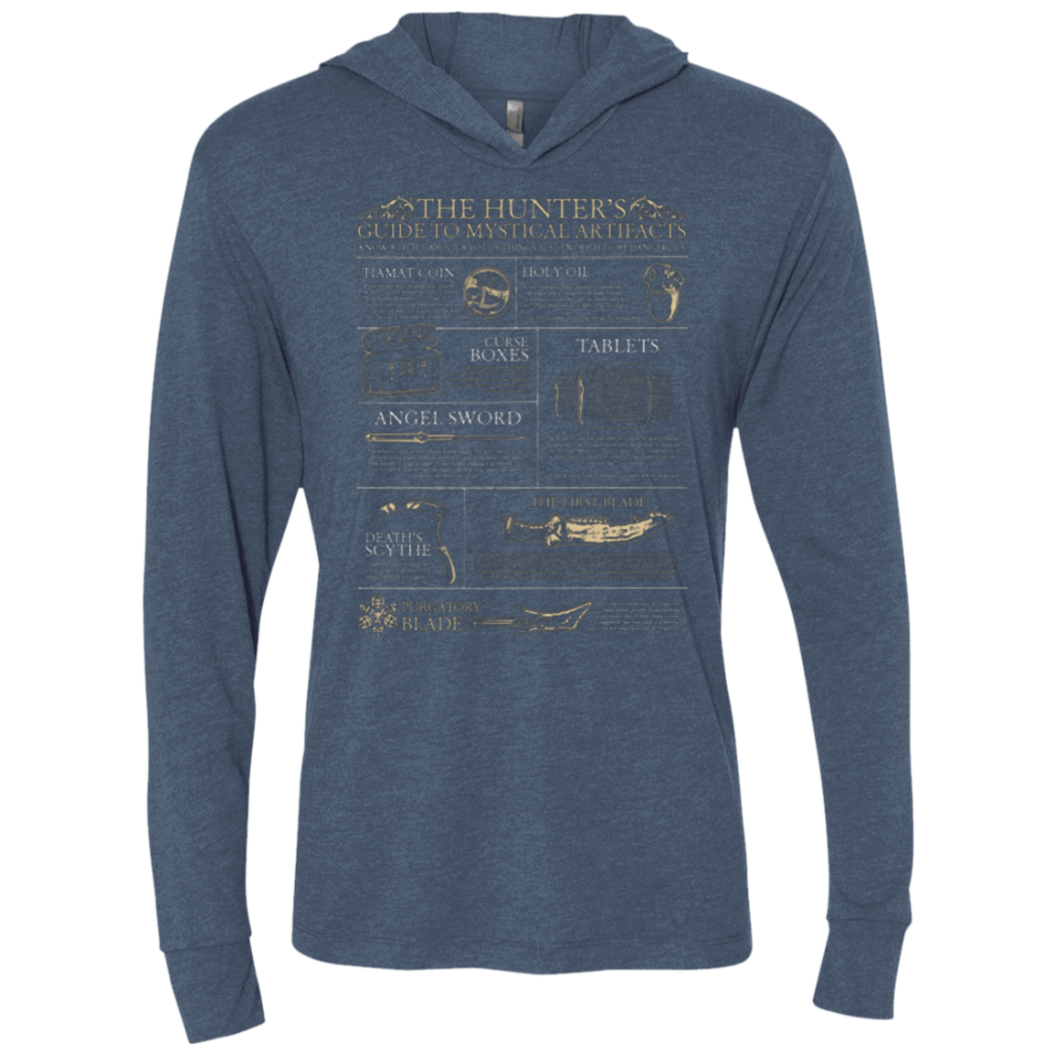 T-Shirts Indigo / X-Small Guide To Mystical Artifacts Triblend Long Sleeve Hoodie Tee