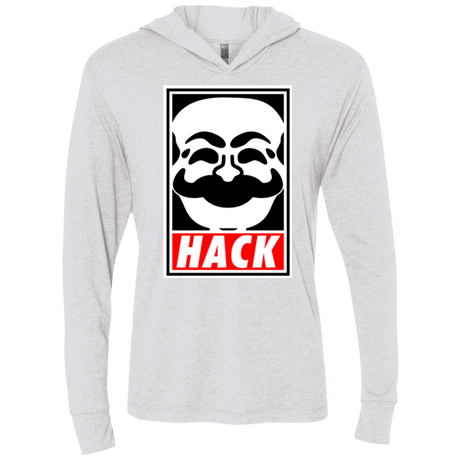 T-Shirts Heather White / X-Small Hack society Triblend Long Sleeve Hoodie Tee