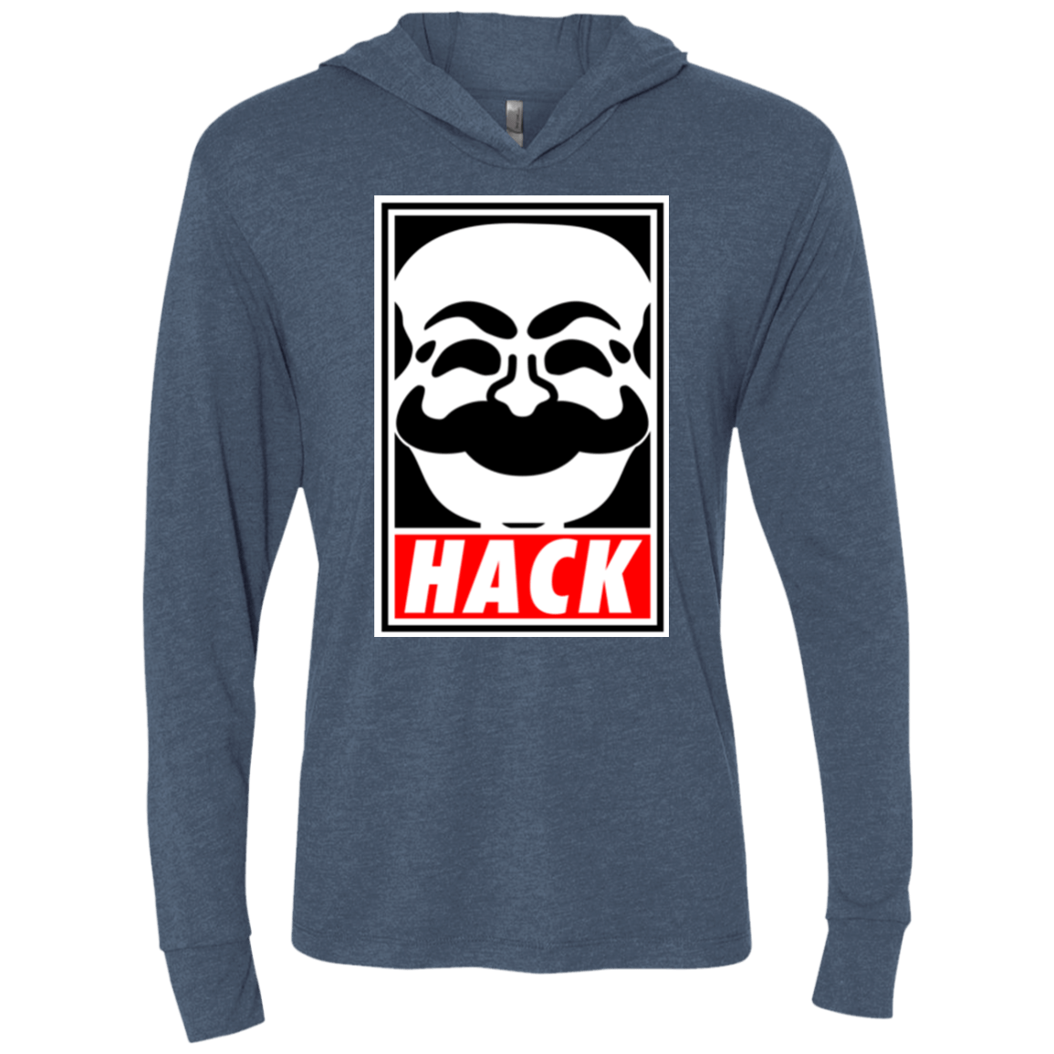 T-Shirts Indigo / X-Small Hack society Triblend Long Sleeve Hoodie Tee