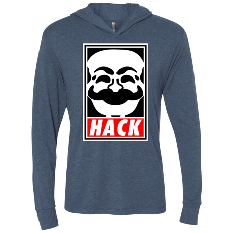T-Shirts Indigo / X-Small Hack society Triblend Long Sleeve Hoodie Tee
