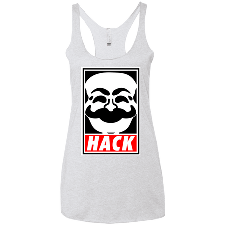 T-Shirts Heather White / X-Small Hack society Women's Triblend Racerback Tank