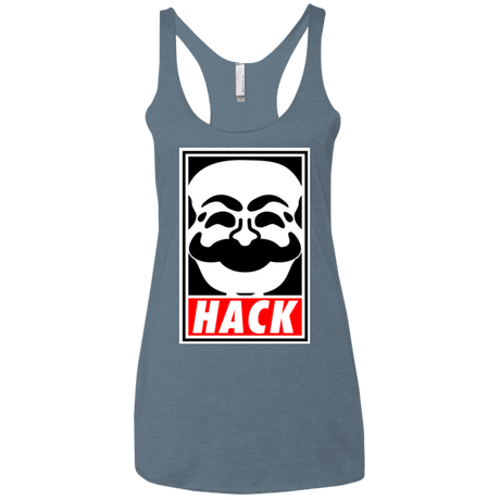 T-Shirts Indigo / X-Small Hack society Women's Triblend Racerback Tank